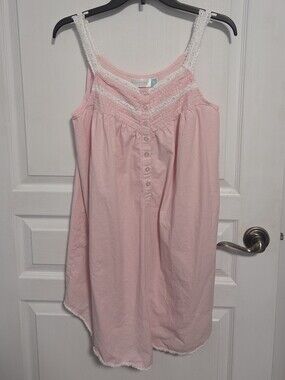 Alexander Del Rossa Nightgown Sleepwear Vintage Lace Pink White Women Medium